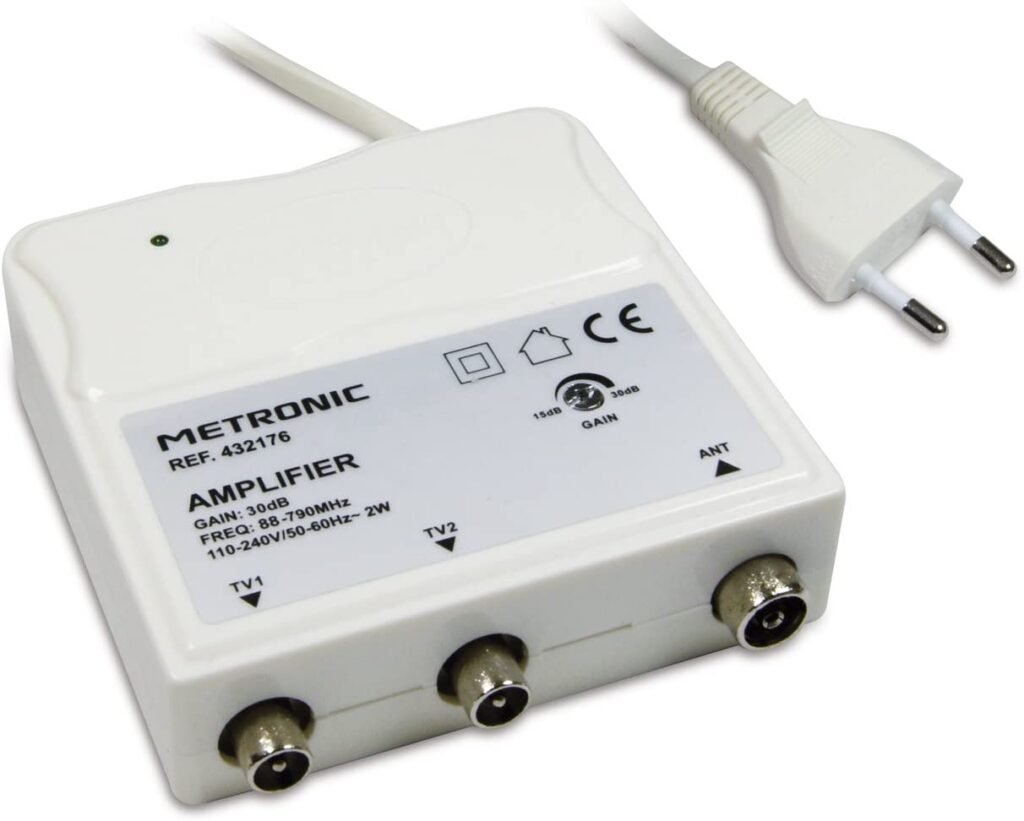 Kit amplificateur 35 dB pour antenne TV extérieure + alimentation 24 Volts - 2 sorties - SEDEA